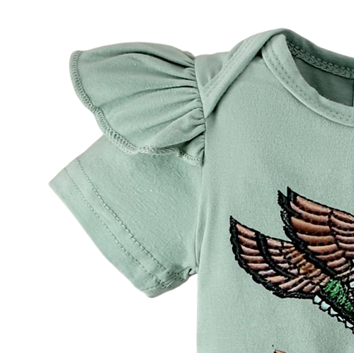 The Goldie - Newborn Baby Girl Bird Print Short Sleeve Top Shorts Headband Set 3PCS