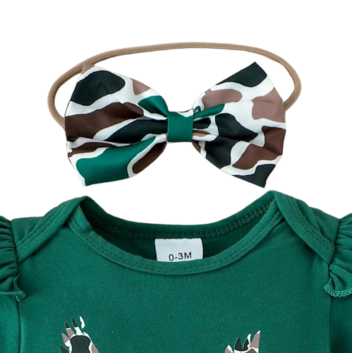 The Goldie - Newborn Baby Girl Bird Print Short Sleeve Top Shorts Headband Set 3PCS