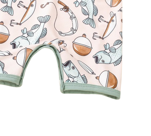 The Danny - Newborn Baby Green Fishing Print Romper Short Sleeve Summer Wear