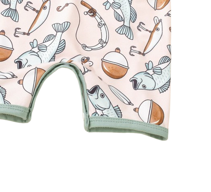 The Danny - Newborn Baby Green Fishing Print Romper Short Sleeve Summer Wear
