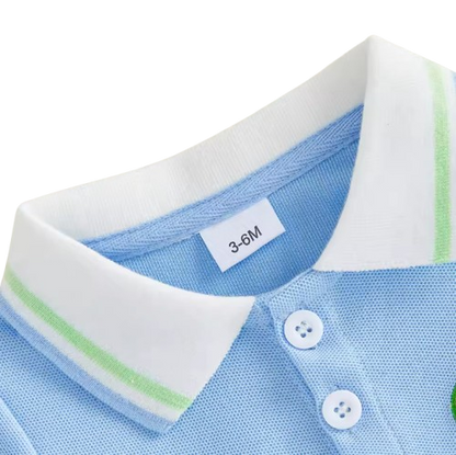 The Jayceon - Baby Boy Golf Embroidered Collared Romper Short Sleeve Summer Outfit