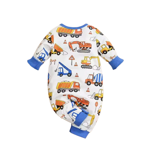 The Kenzo - Baby Engineering Vehicle Print Romper Long Sleeve Cotton Outfit Unisex