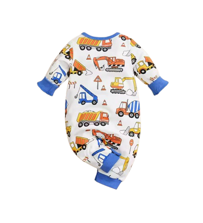 The Kenzo - Baby Engineering Vehicle Print Romper Long Sleeve Cotton Outfit Unisex