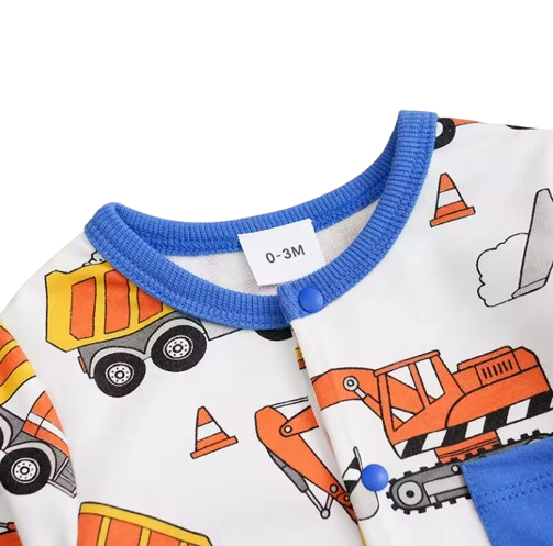 The Kenzo - Baby Engineering Vehicle Print Romper Long Sleeve Cotton Outfit Unisex