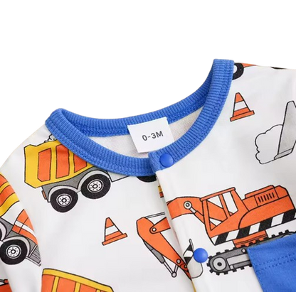 The Kenzo - Baby Engineering Vehicle Print Romper Long Sleeve Cotton Outfit Unisex