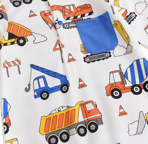 The Kenzo - Baby Engineering Vehicle Print Romper Long Sleeve Cotton Outfit Unisex
