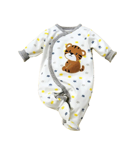The Zayd - Baby Boy Tiger Print Footed Romper Long Sleeve Autumn Bodysuit Outfit