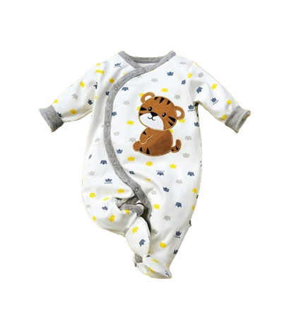 The Zayd - Baby Boy Tiger Print Footed Romper Long Sleeve Autumn Bodysuit Outfit
