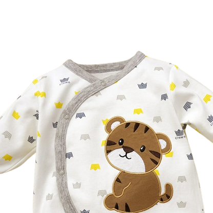 The Zayd - Baby Boy Tiger Print Footed Romper Long Sleeve Autumn Bodysuit Outfit