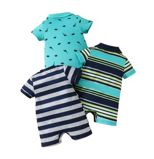 The Raul - Baby Boy Color Block Polo Romper Short Sleeve Cotton Onesie Outfit