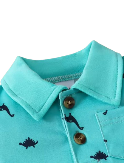 The Raul - Baby Boy Color Block Polo Romper Short Sleeve Cotton Onesie Outfit