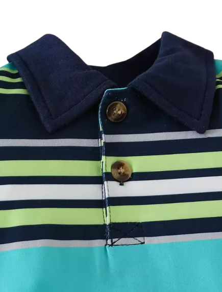 The Raul - Baby Boy Color Block Polo Romper Short Sleeve Cotton Onesie Outfit
