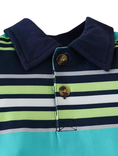 The Raul - Baby Boy Color Block Polo Romper Short Sleeve Cotton Onesie Outfit