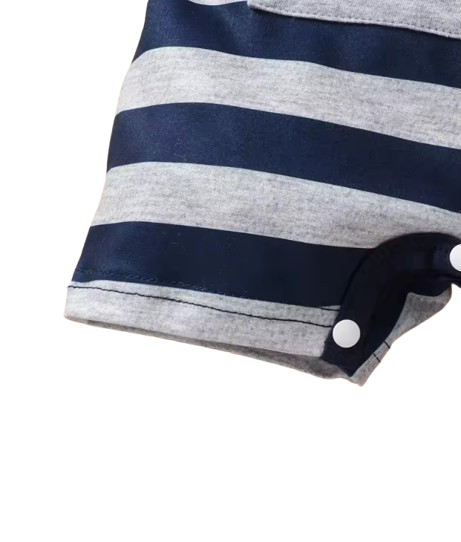 The Raul - Baby Boy Color Block Polo Romper Short Sleeve Cotton Onesie Outfit