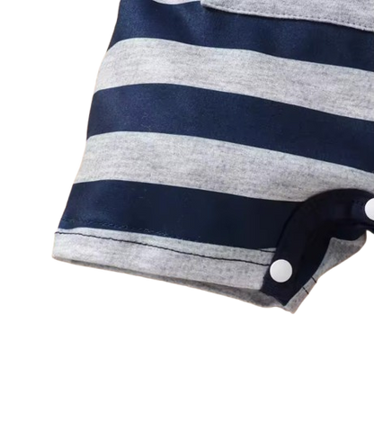 The Raul - Baby Boy Color Block Polo Romper Short Sleeve Cotton Onesie Outfit