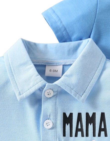 The Izaiah - Baby Boy 2PCS Polo Romper Letter Print Short Sleeve Summer Outfit