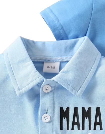 The Izaiah - Baby Boy 2PCS Polo Romper Letter Print Short Sleeve Summer Outfit