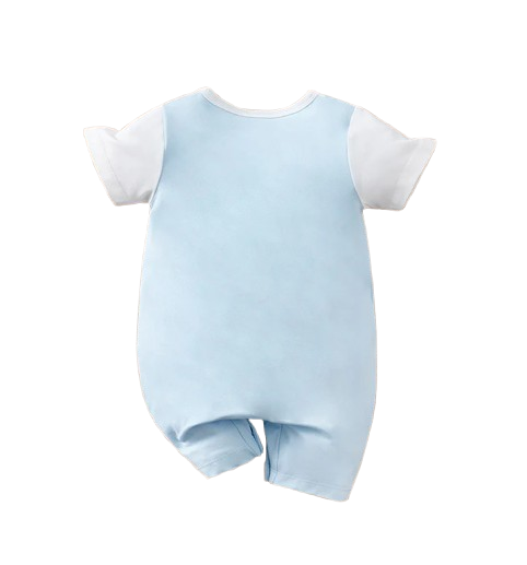 The Shane - Baby Blue Elephant Print Short Sleeve Romper Bodysuit Summer Wear
