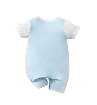 The Shane - Baby Blue Elephant Print Short Sleeve Romper Bodysuit Summer Wear