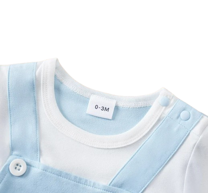 The Shane - Baby Blue Elephant Print Short Sleeve Romper Bodysuit Summer Wear