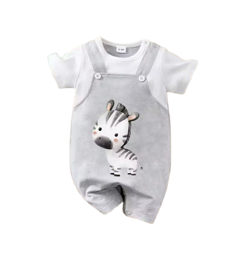 The Leonard - Newborn Baby Boy Zebra Cartoon Romper Short Sleeve Summer Set 2PCS