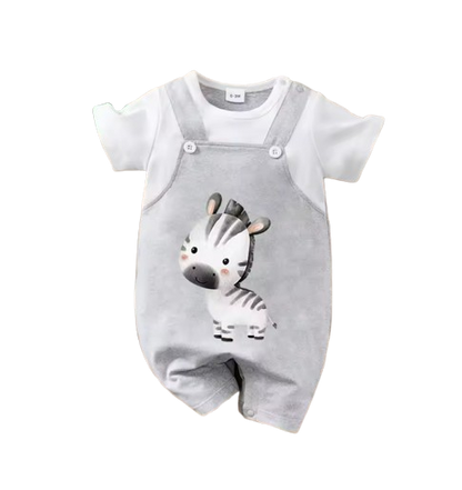 The Leonard - Newborn Baby Boy Zebra Cartoon Romper Short Sleeve Summer Set 2PCS