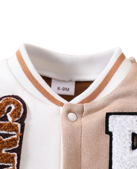 The Ronald - Baby Boy Suede Romper 3D Letter Embroidery Long Sleeve Winter Outfit