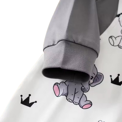 The Memphis - Newborn Baby Boy Elephant Print Suspender Romper Long Sleeve Outfit