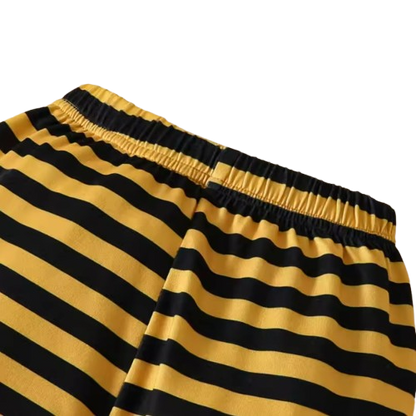 The Samir - Newborn Baby 3PCS Bee Letter Bodysuit Striped Pants & Hat Outfit Set