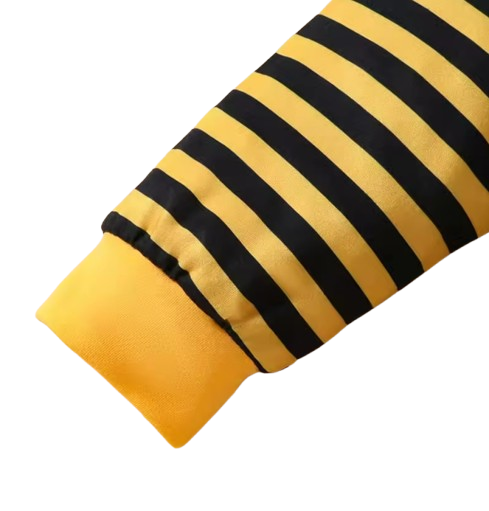 The Samir - Newborn Baby 3PCS Bee Letter Bodysuit Striped Pants & Hat Outfit Set