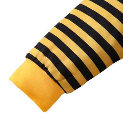 The Samir - Newborn Baby 3PCS Bee Letter Bodysuit Striped Pants & Hat Outfit Set