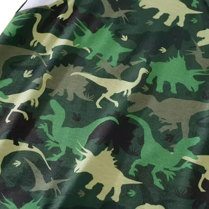 The Azael - Newborn Baby Boy Green Dinosaur Print Romper Short Sleeve Summer Outfit