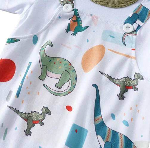 The Azael - Newborn Baby Boy Green Dinosaur Print Romper Short Sleeve Summer Outfit