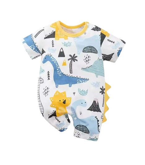 The Keanu - Newborn Baby Dinosaur Print Cotton Romper Short Sleeve Summer Outfit