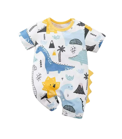 The Keanu - Newborn Baby Dinosaur Print Cotton Romper Short Sleeve Summer Outfit