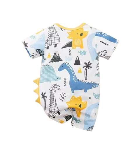 The Keanu - Newborn Baby Dinosaur Print Cotton Romper Short Sleeve Summer Outfit