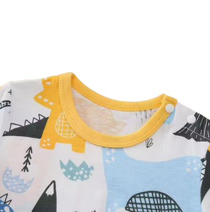 The Keanu - Newborn Baby Dinosaur Print Cotton Romper Short Sleeve Summer Outfit