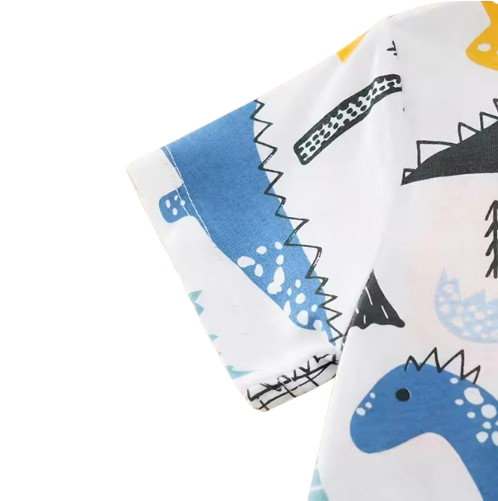 The Keanu - Newborn Baby Dinosaur Print Cotton Romper Short Sleeve Summer Outfit