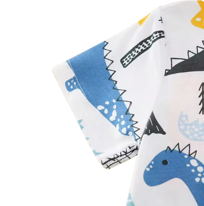 The Keanu - Newborn Baby Dinosaur Print Cotton Romper Short Sleeve Summer Outfit