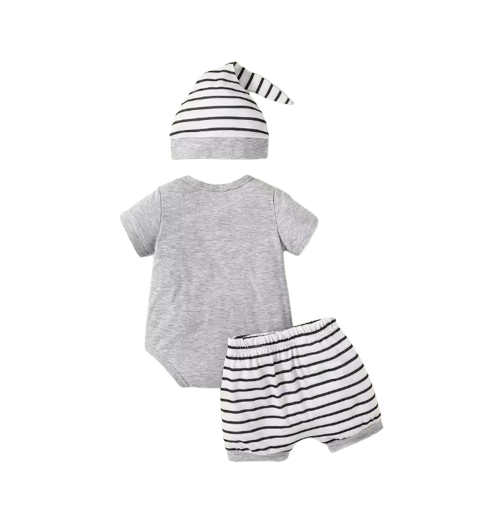 The Phillip - Baby Boy 3PCS Panda Romper Pants & Hat Short Sleeve Summer Outfit