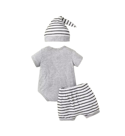The Phillip - Baby Boy 3PCS Panda Romper Pants & Hat Short Sleeve Summer Outfit