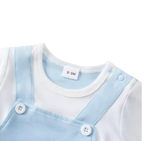 The Otis - Newborn Baby Bear Print Romper Short Sleeve Summer Outfit Fake Two Piece