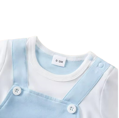 The Otis - Newborn Baby Bear Print Romper Short Sleeve Summer Outfit Fake Two Piece