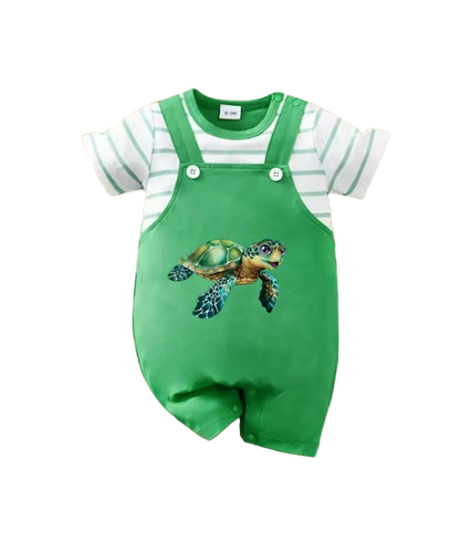 The Princeton - Newborn Baby 2PCS Turtle Cartoon Romper Short Sleeve Summer Outfit