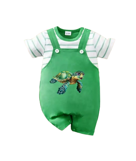 The Princeton - Newborn Baby 2PCS Turtle Cartoon Romper Short Sleeve Summer Outfit