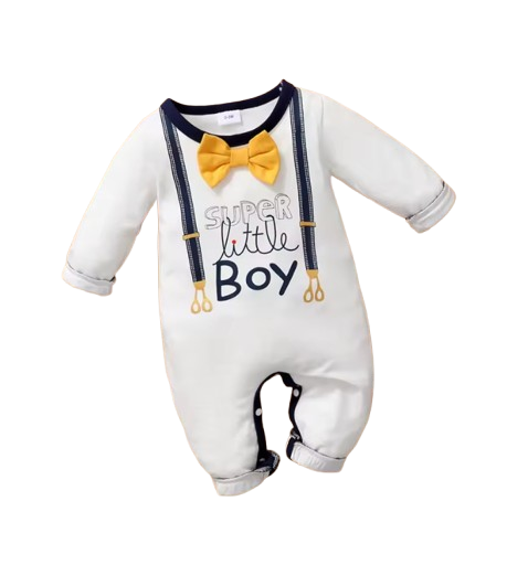 The Wayne - Newborn Baby Boy Letter Print Gentleman Romper Long Sleeve Outfit