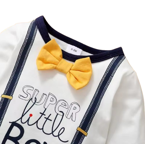 The Wayne - Newborn Baby Boy Letter Print Gentleman Romper Long Sleeve Outfit