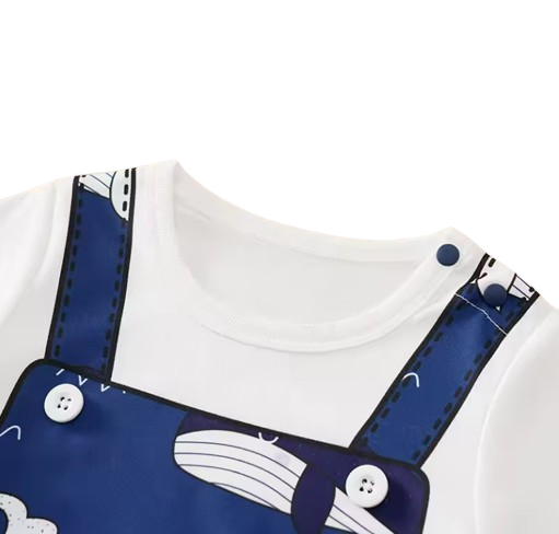 The Azrael - Newborn Baby Boy Blue Whale Print Romper Short Sleeve Summer Outfit