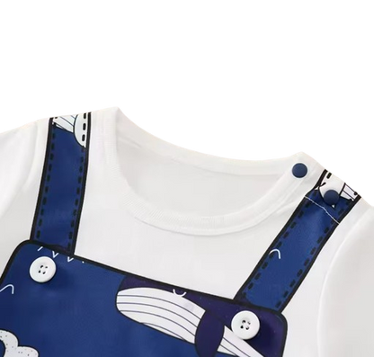 The Azrael - Newborn Baby Boy Blue Whale Print Romper Short Sleeve Summer Outfit