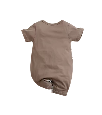 The Jaime - Newborn Baby Boy Brown Whale Print Cotton Romper Short Sleeve Summer Outfit